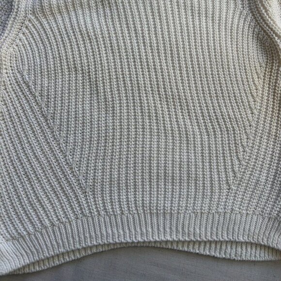 H&M White Chunky Knit Crew Neck Sweater Women’s Size L - Picture 3 of 8